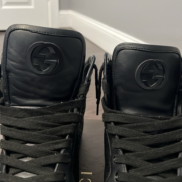 GUCCI IMPRIMEE/NEW PRAGA SOFT BLACK HIGH TOP SNEAKERS - Picture 6 of 13